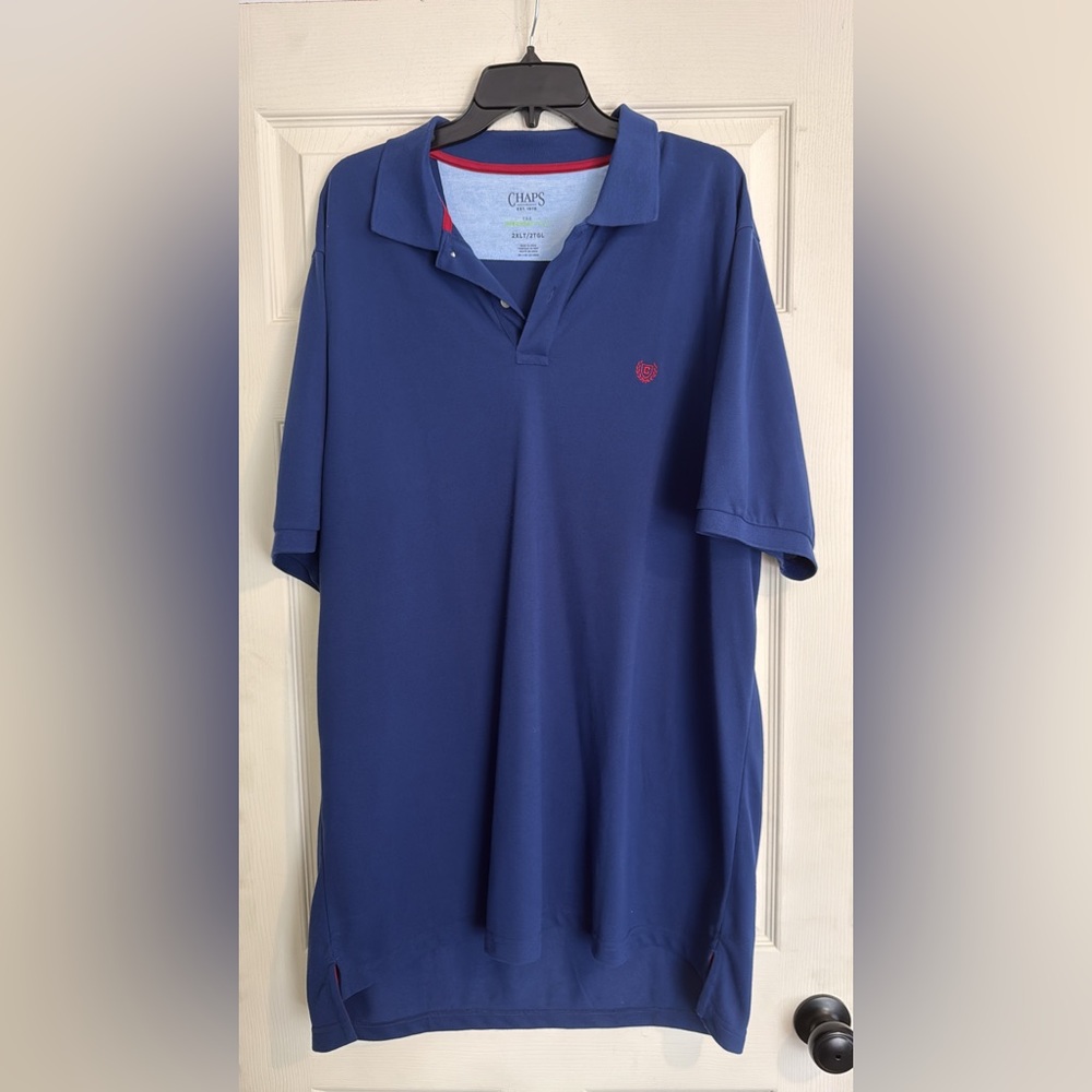 Chaps Men's Navy Polo with Red Accent Embroidered Crest